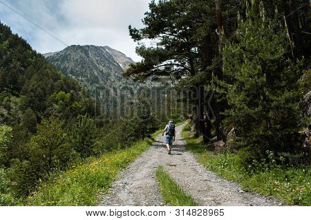Hiking In Mountains In Summer At Parc Natural Del Comapedrosa, Andorra