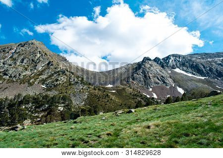 Beautiful Landscape Mountains In Summer At Parc Natural Del Comapedrosa, Andorra