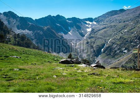 Beautiful Landscape Mountains In Summer At Parc Natural Del Comapedrosa, Andorra