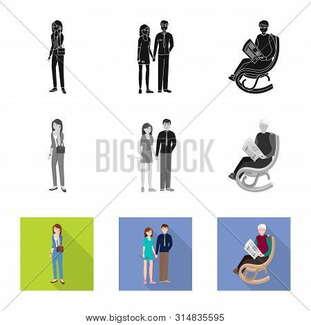 Vector Design Of Character And Avatar Icon. Set Of Character And Portrait Stock Vector Illustration.