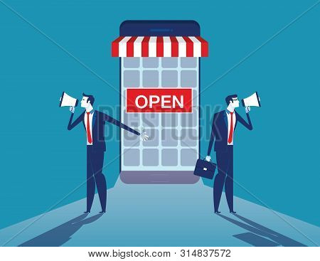 Online Business. Internet Shop Promotion. Concept Business Vector Illustration.