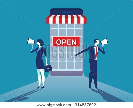 Online Business. Internet Shop Promotion. Concept Business Vector Illustration.