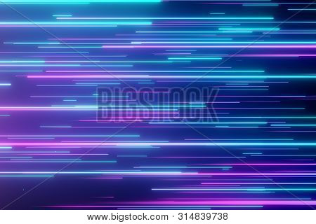 Abstract Directional Neon Lines Geometric Background. Data Flow. Optical Fiber. Explosion Star. Moti