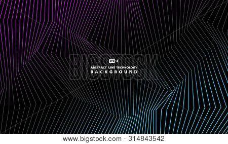Abstract Techno Line Purple And Blue Artwork Template Design. Illustration Vector Eps10