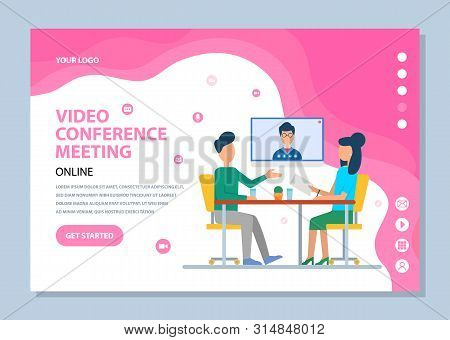 Video Conference Meeting Online, Modern Communication With Person, Discussion Reports, Wireless Devi