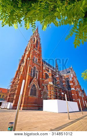 Osijek Cathedral Of St Peter And St Paul Colorful View, Slavonija Region Of Croatia