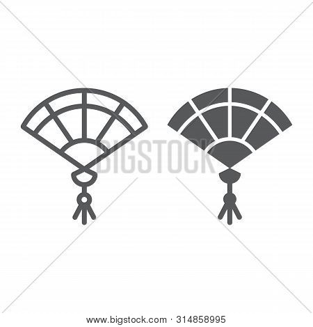 Hand Fan Line And Glyph Icon, Japan And Asian, Sensu Accessory Sign, Vector Graphics, A Linear Patte