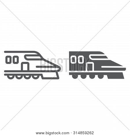 Japanese Train Line And Glyph Icon, Asian And Railroad, Bullet Train Sign, Vector Graphics, A Linear