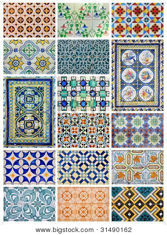Azulejo Design diversi Collage da Landmark a Lisbona, Portogallo