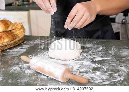 Man Hand Prepare Bakery Raw Material