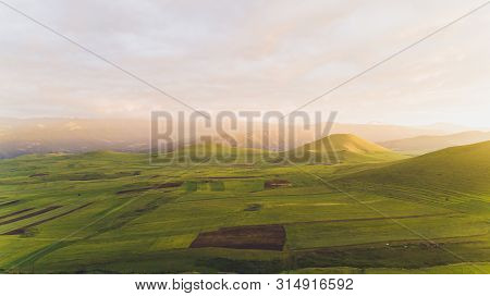 Armenia. Stunning Landscape From The Border Of Lori And Aragatsotn Regions. Colorful Fields And Mead