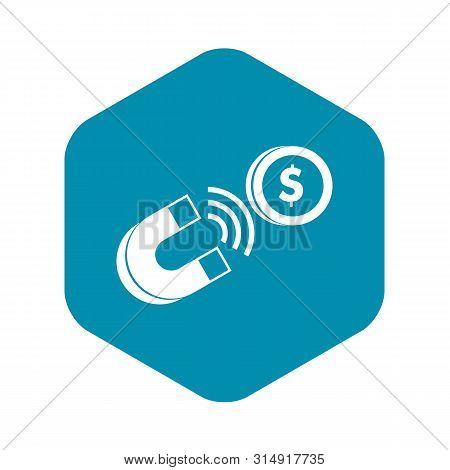 Magnet With Coin Icon. Simple Illustration Of Magnet With Coin Vector Icon For Web