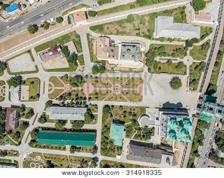 Astrakhan. Astrakhan Kremlin View From A Height. Fortress. Assumption Cathedral And The Bell Tower O