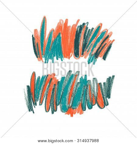 Crayon Scribble Hand Drawn Vector Illustration. Colorful Wavy Wax Pencil Scrawl. Freehand Watercolor