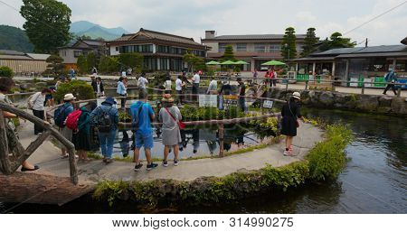 Yamanashi, Japan, 28 June 2019: Oshino Hakkai in Japan