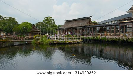 Yamanashi, Japan, 28 June 2019: tourist at Oshino Hakkai