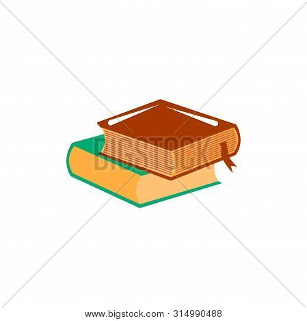 Two books with different color covers, with a bookmark, on a white background, vector illustration. Reading, interest. World book day