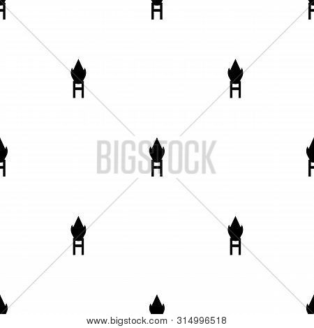 Seamless Pattern With Black Silhouette Icon Of Katar On White Background. Medieval Weapon Sign. Illu