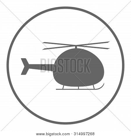 Helicopter Icon. Rotorcraft Symbol. White Background. Vector.