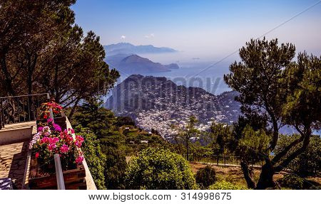 View Of Capri Island From Monte Solaro, In Anacapri
