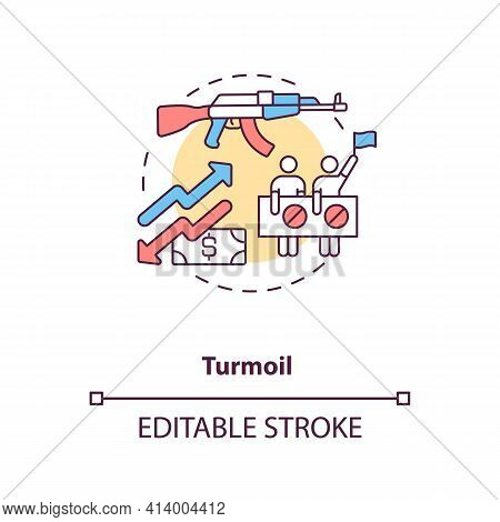 Turmoil Concept Icon. International Stocks Challenge Idea Thin Line Illustration. Global Economic Re