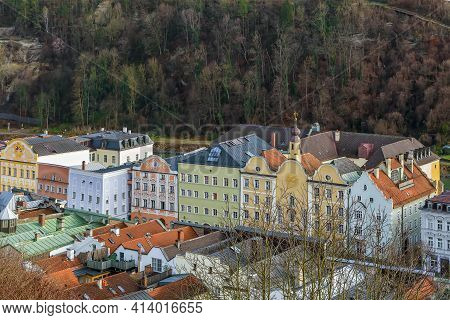View Of Burghausen City Center From  Burghausen Castle, Germany