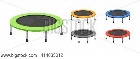 Trampoline For Children And Adults For Indoor Or Outdoor Fun, Fitness Jumping In Different Colors. I