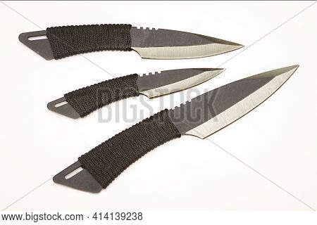 Set Of Several Throwing Knives For Training Of Fight And Sport Throwing