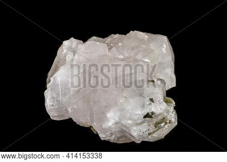Macro Stone Calcite Mineral On A Black Background