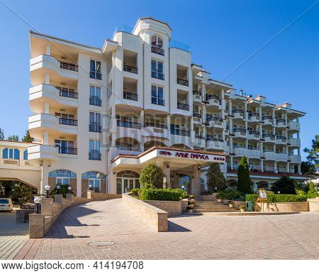 Feodosiya, Crimea - September 15, 2020: View Of The Building Of The Hotel 