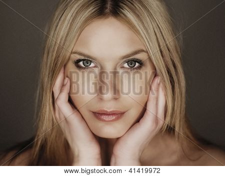 Beautiful Caucasian Woman Looking At The Camera