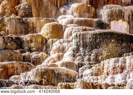 Travertine Terraces, Mammoth Hot Springs In Yellowstone