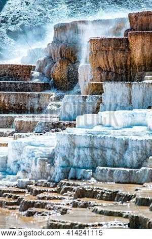 Travertine Terraces, Mammoth Hot Springs In Yellowstone