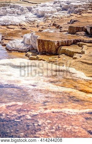 Travertine Terraces, Mammoth Hot Springs In Yellowstone