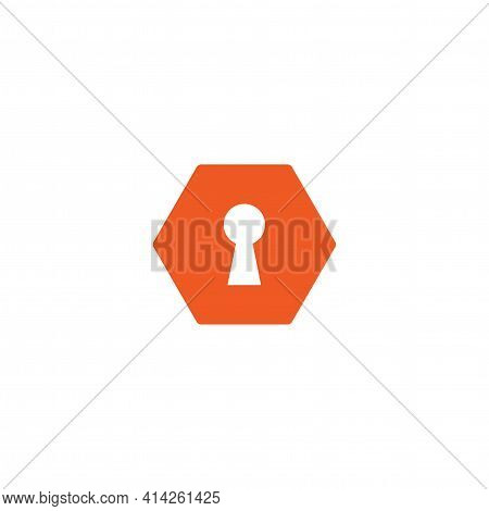 Hey Hole In Red Hexagon Icon. Padlock, Lock Symbol Isolated On White. Flat Vector Illustration. Safe