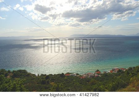 moody picturesque view on adriatic coast dalmatia in drasnice in croatia