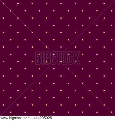 Seamless Pattern - Small Pink Dots On A Rich Moderate Maroon Background. Warm Graphic Texture For De