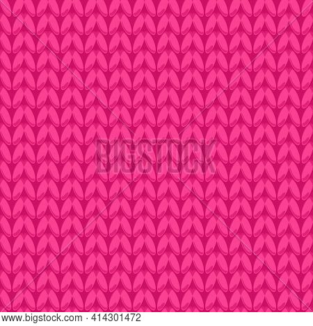 Knitted Fabric Pink Texture. Seamless Pattern Vector Stock Cute Surface Design Girly Fashion Backgro