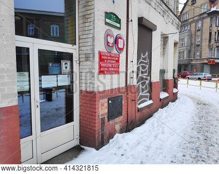 Bytom, Poland - February 13, 2021: Epidemiological Station Of Panstwowa Inspekcja Sanitarna (state S