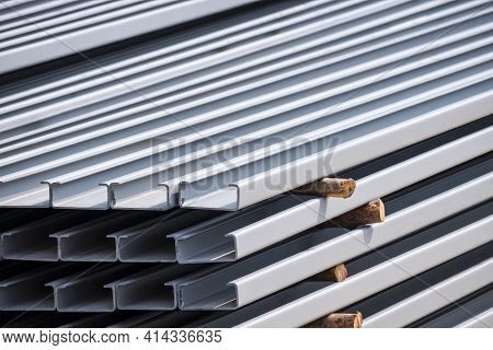 Stack Of Lip Channel Steel Material In Gray Rustproof Color In Construction Site Area