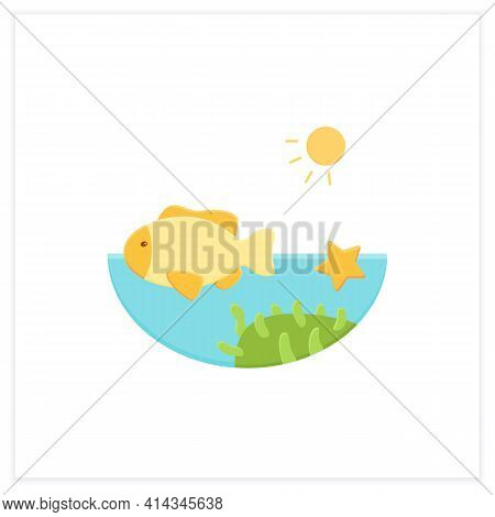 Coral Reef Flat Icon. Underwater Ecosystem Characterized By Reef-building Corals. Living Place For S