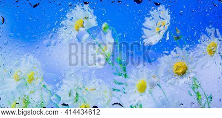Abstract Colorful Background, Abstract Colorful Background With Bubbles, Water Drops On A Glass, Col