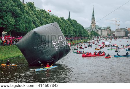 Hamburg, Germany - July 2 2017: Colourful And Peaceful Demonstration Against G20 Summit, Antifa Blac