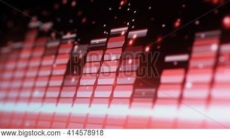 Music Equalizer Bar. Audio Waveform Equalizer On Screen Black Background.