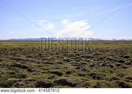 Kjolur / Iceland - August 25, 2017: Field Of Lava Near The Kjolur Highland Road, Iceland, Europe