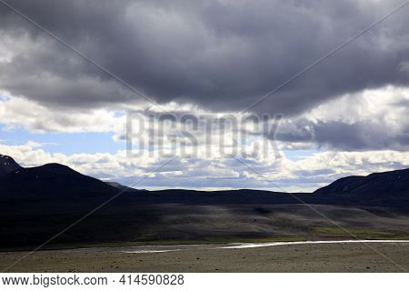 Kjolur / Iceland - August 25, 2017: Scenery Along The Kjolur Highland Road, Iceland, Europe