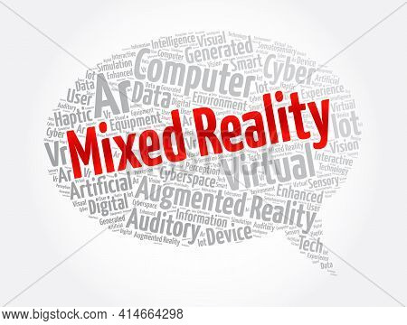 Mixed Reality Word Cloud, Technology Concept Background