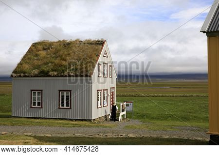 Akureyri / Iceland - August 26, 2017: Typical Houses In Laufas Folk Museum Area, Iceland, Europe