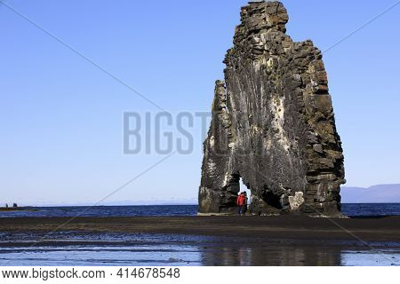 Vatnsnes / Iceland - August 27, 2017: The Hvitserkur Rock In Vatnsnes Peninsula, Iceland, Europe
