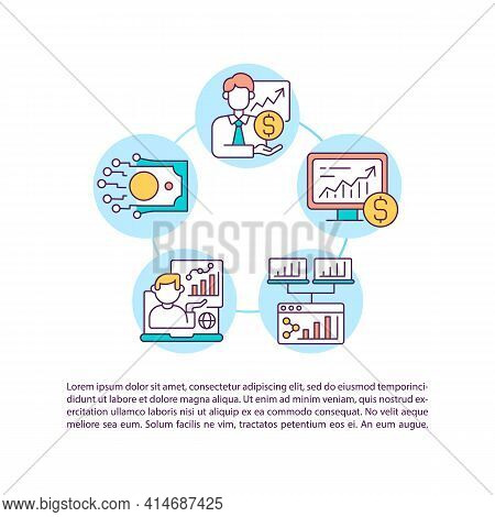 Consult Online Broker Concept Line Icons With Text. Ppt Page Vector Template With Copy Space. Brochu